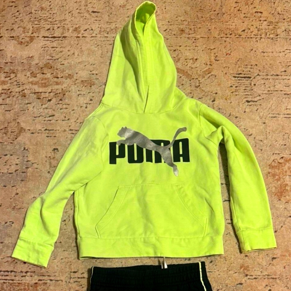 Puma Kids Neon Green Hoodie